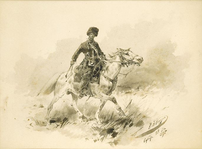 Nikolai Nikolaevich Karazin - Cossack on Horseback | MasterArt